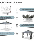 12x12 Ft Pop Up Gazebo Canopy Tent With Sandbags And Portable Carry Bag One Person Setup In About 10 Minutes Three Height Settings