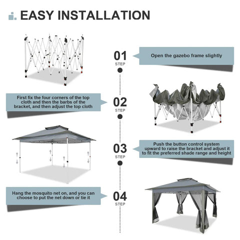 12x12 Ft Pop Up Gazebo Canopy Tent With Sandbags And Portable Carry Bag One Person Setup In About 10 Minutes Three Height Settings