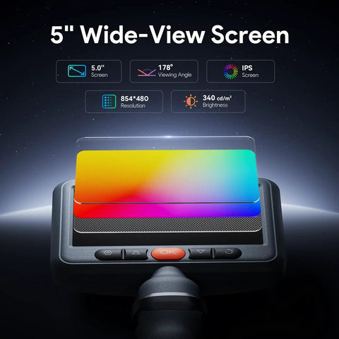5 Inch IPS Screen Articulating Borescope Endoscope Camera With Light 210 Degree Two Way Articulation For Hard To Reach Corners And Hidden Issues In Engines Pipes And Ducts. 5-inch IPS screen