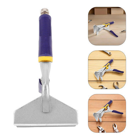 Sheet Metal Hand Seamer Pliers With Straight Jaw And Ergonomic Non Slip Grip For HVAC Repairs, shown from multiple angles.