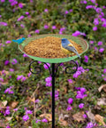 Durable 10 Inch Standing Metal Bird Bath With Stake Outdoor Garden Feeder Bowl Vintage Green Yard Decor For Patio