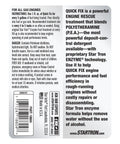 Straight Up Gas Tank Treatment For Deep Fuel System And Injector Cleaning Engine Rescue Formula. 1 oz. bottle label with instructions.