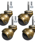 Brass Vintage 2 Inch Ball Caster Set Of 4 With 5/16 Inch By 1-1/2 Inch Stem For Furniture Cabinets Sofas And Chairs