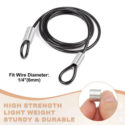 Aluminum Crimping Loop Sleeve For Wire Rope And Cable Ferrules Round Stop Sleeve Silver 50 Pieces For Six Millimeter Wire Diameter Waterproof And Rust Resistant, 6mm loop cable