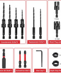 Image of All In One Countersink Drill Bit Set For Woodworking With Quick Change 15 Piece Kit including various drill bits and accessories.