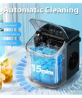 Countertop Ice Maker Portable Bullet Machine Makes Fresh Ice In Minutes with automatic cleaning feature and water reservoir.