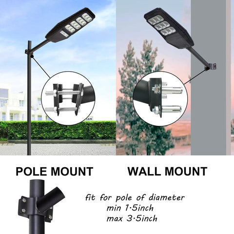 Sturdy Outdoor Pole Mounting Arm For Solar Lighting And Street Light Fixtures, Black Powder Coated Steel Extension Pole Kit
