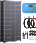 220W Two Panel Solar Starter Kit With 30A PWM Charge Controller, PV cables, and Y connectors for RV Boat Camper Cabin