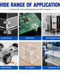 Wide range of applications for Dope Transparent M4x12mm Acrylic Screws With Matching Hex Nuts Kit, showcasing model building and electronics.