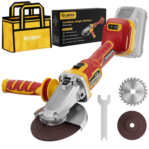 Flathead Angle Grinder For Tight Spaces With DeWalt 20V Battery Compatibility, tool only, shown with accessories and packaging