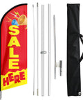 Sale Here Feather Flag Swooper With Flagpole Kit And Ground Stake, 11 Foot Outdoor Advertising Flag Sign displayed with components