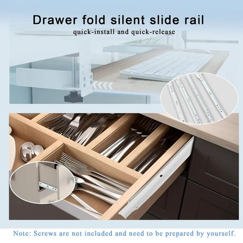 Heavy Duty 14 Inch Drawer Slide Kit With Steel Tracks And Soft Close Silent Runners Built To Last For Cabinets And Dressers Bottom Or Side Mount Glides Replacement For Everyday Use And Heavy Load Drawer Drawers, white steel slides in drawer and cabinet