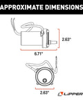 Dimensions diagram for Replacement Motor For High Speed Electric Stabilizer Jacks On 5th Wheel And Travel Trailer Systems