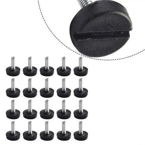 20 Adjustable M6 Furniture Leveling Feet With Screw On Glide And Plastic Base For Tables Chairs And Desks No Wobble Floor Protectors