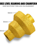 Heavy Duty Diamond Step Drill Bit For Tile Marble And Concrete With M14 Thread Perfect Fit For Angle Grinder Professional Multi Layer Brazed Chamfer Reamer Kit For Fast Clean Cutting Jobs, 20/35/50mm