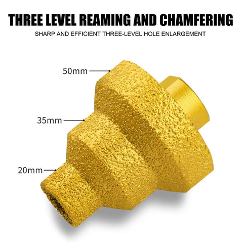 Heavy Duty Diamond Step Drill Bit For Tile Marble And Concrete With M14 Thread Perfect Fit For Angle Grinder Professional Multi Layer Brazed Chamfer Reamer Kit For Fast Clean Cutting Jobs, 20/35/50mm