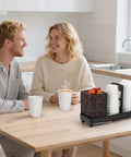 Couple with Go To Heavy Duty Coffee Cup Dispenser With Straws Holder And Lid Organizer on kitchen countertop