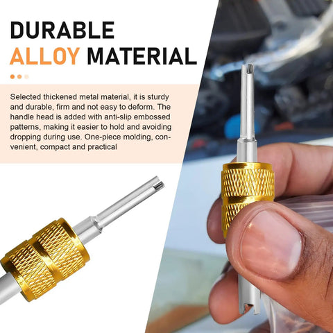 Close-up of removal tool from 17-Piece Car AC Valve Core Kit For R12 R22 R134a Systems With Sealed Pressure Cap and Service Valve Kit