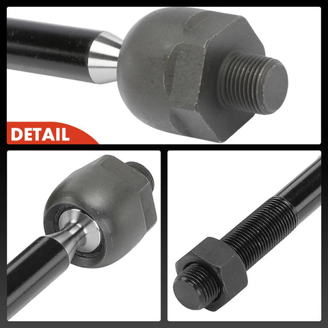 Set Of Two Front Inner Tie Rod Ends For Buick Allure 2010 CXS With High Performance Suspension LaCrosse 2010 2011 2012 V6 3 6L Hydraulic Steering Saab 9 5 2011 threaded black steel close-up