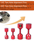 Flange Two-Hole Alignment Pins Set With Built-In Level, Detachable Double Pins In 1-1/8 And 1-5/8 Inch, 6061 Aluminum Red, side view