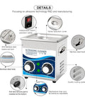 Heavy Duty 1.3L Ultrasonic Cleaner Machine With Cooling Fan And Double Safety Switch features stainless steel body and tank.