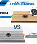 Pro Grade Heavy Duty Star Drive Deck Screws 10 By 3 Inch Black shown in flush vs protruding comparison on wooden surface.