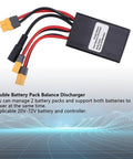 Heavy Duty Dual Battery Pack Balance Discharger With Snap Ready Charging Port And Steady 40A Output For 20V To 72V Boards Plus Smart Balancing Tech shown from the front with wiring.