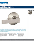 Northbrook Door Lever With Upland Trim Satin Nickel Privacy Lock For Bedroom And Bath No Fuss Installation Push Button Inside Unlock Emergency Pin Key Self Aligning Screws