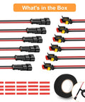 2 Pin Waterproof Connectors 14AWG Kit With Male And Female Quick Disconnects for Automotive Marine and Motorcycle Wiring