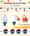 Go-To Outdoor Weatherproof String Lights With End-To-End Connectable 25 Ft String, 25 Clear C9 Bulbs, E17 Base, UL Listed