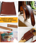 Collage of leather crafts showcasing belts, watch bands, and journals suitable for use with Beefy 12mm Round Gasket Punch Tool Heavy Duty.