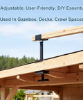 Heavy Duty U Shaped Floor Jacks 4 Pack Adjustable Steel Teleposts on a wooden structure, 6 to 9 inches height support.