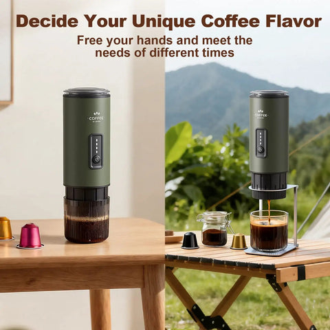 3 In 1 Portable Espresso Maker With Carrying Bag And Stand, Self Heating Coffee Brewer For Ground Coffee Or Capsule Pods