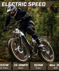 Rider on 4000W Dual Motor E Bike With 52V 1040Wh Battery, Built For Tough Trails, Blazing To 38 MPH And Pushing 105 Mile Range