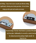 Close-up of sliding door roller wheels set with nylon wheel and iron shell electroplating finish, mounted on wood surface.