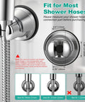 2 Pack Vacuum Suction Cup Shower Head Mount With Height Adjustable Holder, chrome finish, fit for most shower hoses, diagram