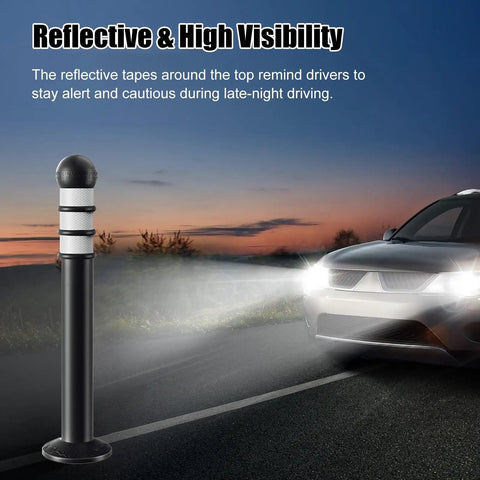 Kickass Reflective Traffic Cone And Plastic Bollard Post For Driveways, high visibility EVA post with reflective strips at dusk.