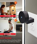Chime plugged into wall outlet, showing versatility of 2K Video Doorbell With Chime And Rechargeable Battery