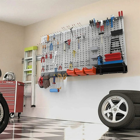 Boss Level Metal Pegboard Wall Organizer 48By24 Inch 109Piece Tool Storage Rack For Garage And Workshop Charcoal Powder Coat Rust Resistant Design Built To Go Hard With All Standard Hook Sets