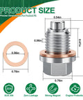 Magnetic M14 x 1.5 Oil Drain Plug Set With Stainless Steel Pan Nut And 5 Washer Gaskets product size dimensions