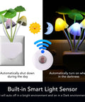 Sensor Led Night Light With Color Changing Plug In Mushroom Dream Bed Lamp with smart light sensor and color display