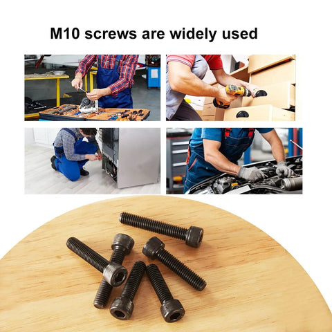 Heavy Duty M10 X 100Mm Hex Socket Head Cap Screws Bolts 12.9 Grade Alloy Steel Black Oxide Finish full thread and tools in use.