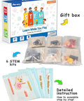 Six In One STEM Toys Kit For Kids Aged Eight To Twelve with 3D wooden puzzles, project kits, and instruction booklets.