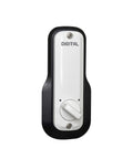Keyless Mechanical Push Button Deadbolt Door Lock In White With Easy Programmable Code No Key Needed And Includes Free Mounting Plate Plus Lifetime Warranty.