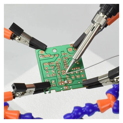 Flexible Third Hand Soldering Tool For Circuit Boards With Adjustable Gooseneck Handy 360 Degree Rotating Alligator Clips