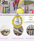 Heavy Duty Fiberglass Fish Tape 425 Ft 6MM Duct Rodder With Brake Electrical Cable Puller shown in various use scenarios
