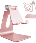 Adjustable Aluminum Phone Stand for All Phones with 270 Degree Tilt Case Friendly Clamp Desktop Dock and Holder Rose Gold
