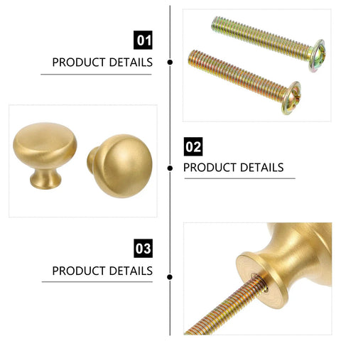 Slick Brushed Matte Brass Cabinet Handle And Drawer Pull Knob 2.8 Cm Single Hole Mid Size Furniture Pulls For Kitchen Cupboards
