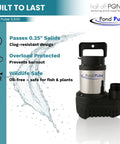 5,500 GPH Submersible Pond Pump With Hybrid Drive For Waterfalls And Skimmers, 30 Foot Cord, Energy Efficient And Fish Safe