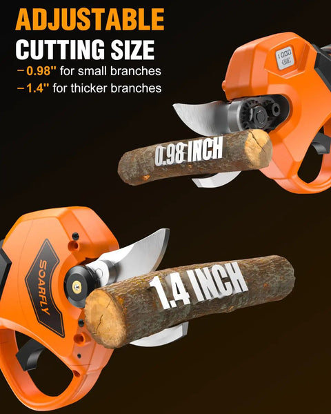 Adjustable cutting size feature on Beefy Electric Pruning Shears With 1.5 Inch Cutting Diameter Cordless Pruner With Brushless Motor